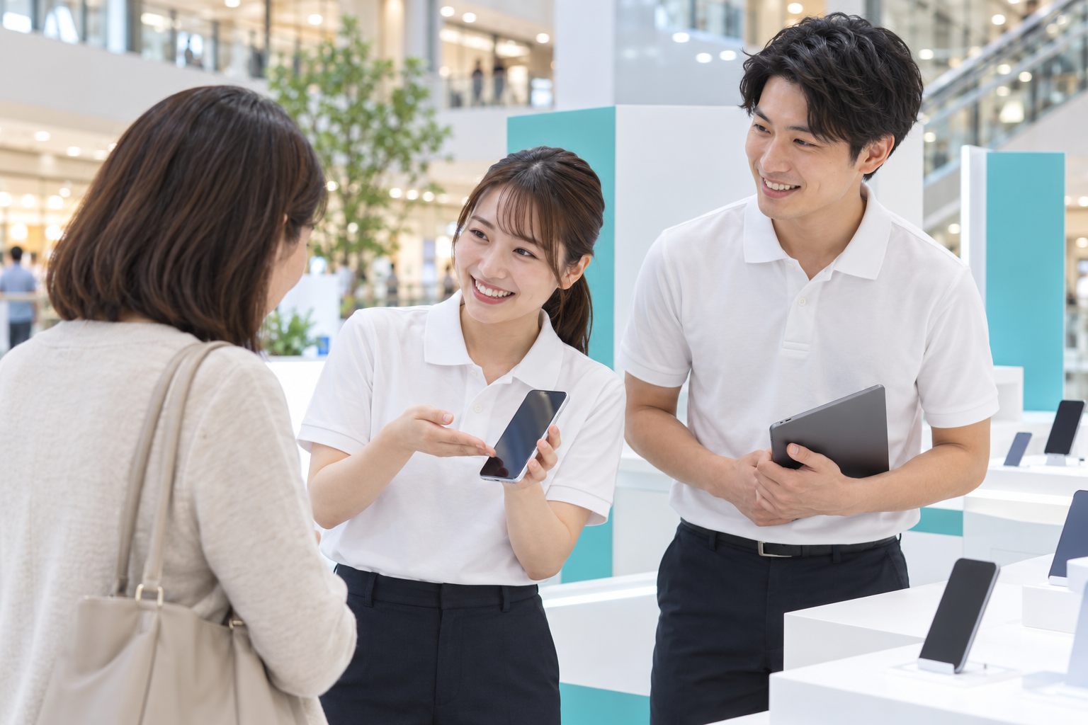 商業施設で接客するイベント販売スタッフ